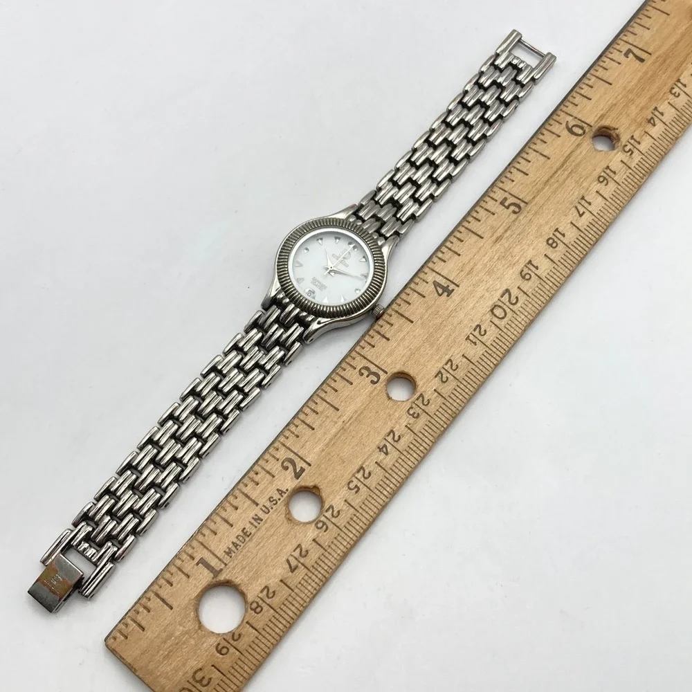 Aren Dino Women's Watch 25mm Silver Tone Swiss Date New Battery SMALL 5.75